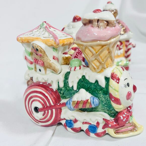 Vintage Fitz & Floyd Candy Lane Express Train Christmas 3 Piece Set 2001 - Picture 9 of 16